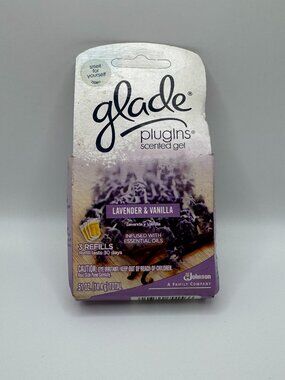 Vintage Glade Air Freshener Plugins Plug Ins 3 Refills Lavender & Vanilla